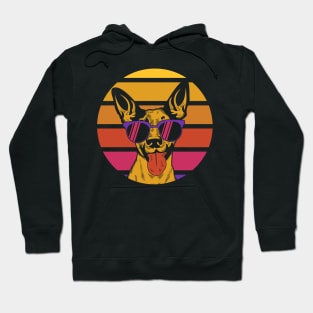 dog sunset retro Hoodie